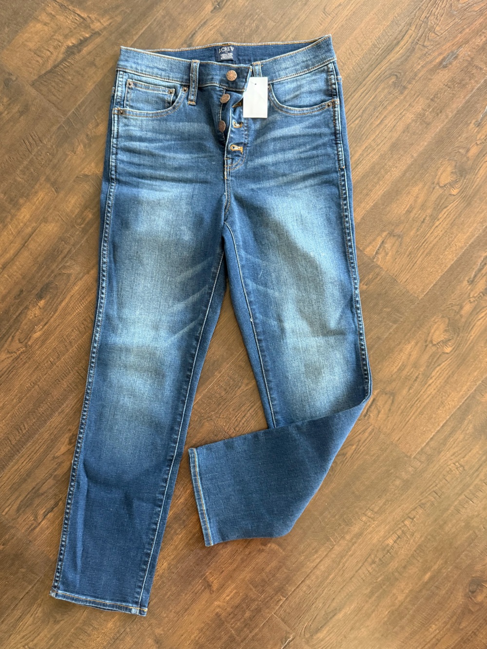 NWT J CREW High Rise Vintage Straight Button Fly Distressed Denim Jeans Size 26
